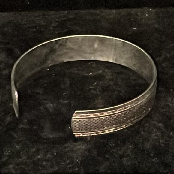 Etched Silver Tone Cuff Bracelet - Picture 3 of 3